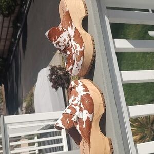 Free People Cow Print Platform Clogs